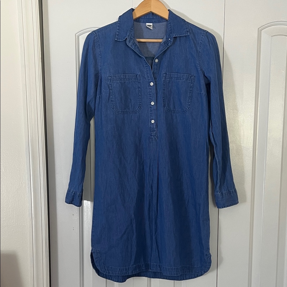 Old Navy Long Sleeve Blue Denim Dress